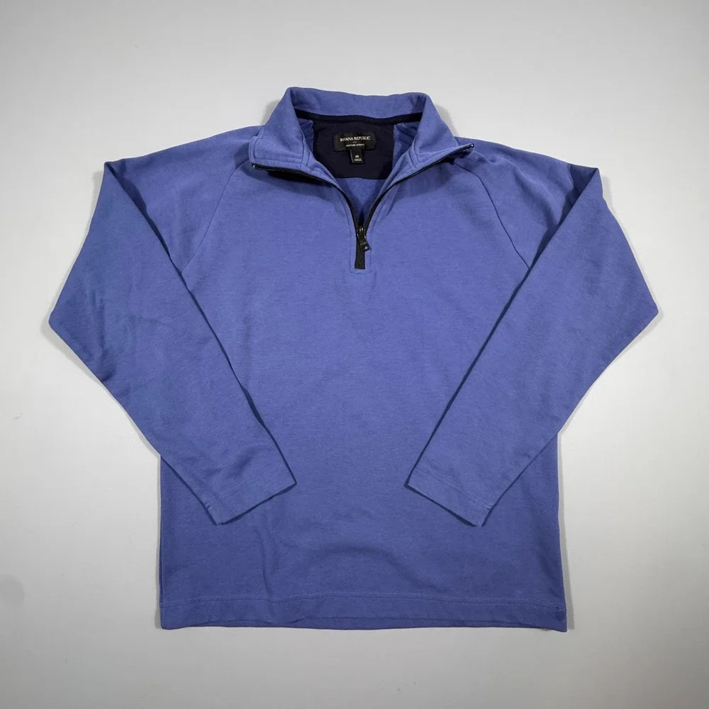 Banana Republic Men's Blue Moisture Wicking Quarter Zip Pullover Sweater‎ M